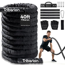 Load image into Gallery viewer, Battle Rope for Home Gym Workout - 1.5 Inch 40ft Heavy Weighted Training Exercise Ropes Fitness Equipment with Sleeve and Anchor Strap Kit for Outdoor Working Out