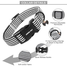 Load image into Gallery viewer, ARING PET Stripe Dog Collar, Cute Spring Summer Black White Stripe Pet Collars with Bow Charm for Puppy Small Medium Large Boy Girl Dogs, for Daily Outdoor Walking Beach Stroll-M