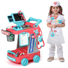 Load image into Gallery viewer, Liberry Doctor Kit for Toddlers Ages 3 4 5, Pretend Kids Doctor Playset with Cart, Costume and Stethoscope, Role Play Medical Toys Birthday Gift for Girls Boys (Red)
