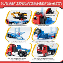 Load image into Gallery viewer, 6 CH Remote Control Flatbed Truck and Inertia-Powered Excavator Toys for Kids Boys,Red