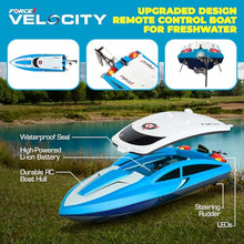 Load image into Gallery viewer, Force1 Velocity Blue Fast RC Boat- Remote Control Boats for Adults and Kids, Underwater Speed Racing Mini RC Boats for Pools and Lakes