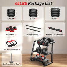 Load image into Gallery viewer, FITPLAM Adjustable dumbbell set,20/35/45/55/70/90lbs Free Weights set with upgraded nut, 5 in 1 Weight Set