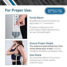 Load image into Gallery viewer, BodyMed Aluminum Crutches for Adults and Children – Pair of Lightweight, Height Adjustable