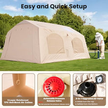 Load image into Gallery viewer, 8-10 Inflatable Tents for Camping, Blow Up Tent with Hand Pump, Easy Setup Air Glamping Tents for Camping 4 Season Hot Tent with Stove Jack, Waterproof 2 Room Large Camping Tent Adult
