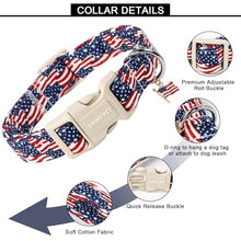 Load image into Gallery viewer, ARING PET 4th of July Collars for Dogs, Fourth of July Patriotic American USA Flag Red White Blue Dog Collar for Puppy Small Medium Large Boy Girl Doggy-L