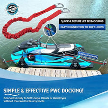 Load image into Gallery viewer, DockingPal™ - Premium Flat Bungee Dock Lines for Boat (Nautical Red) | Elastic Boat Dock Rope with Stainless Steel Carabiners | Stretches from 3' to 5' | Absorbs Shocks Prevent Damage to Jet Ski & PWC
