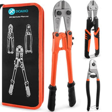 Load image into Gallery viewer, 3Pcs Bolt Cutter Set with 14" Heavy Duty Bolt Cutter,8" Mini Bolt Cutter,8" Wire Rope Cutter & Storage Bag for Cutting Locks,Padlocks,Chains,Steel Cable,Barbed Wire,Iron Rod,Metal,Fence