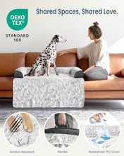 Load image into Gallery viewer, blunique Calming Extra Large Dog Bed for Couch, 45 x 37 inch Removable Couch Cover for Dogs Washable, Non-Slip Fluffy Plush Dog Sofa Mat for Furniture Protector - Grey