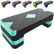 Load image into Gallery viewer, GYMMAGE Aerobic Exercise Stepper - Adjustable Workout Platform, 26.5" Step Deck with 4" 6" 8" Height Risers, Women's Home Gym Cardio Fitness