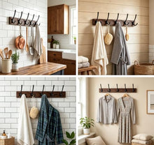 Load image into Gallery viewer, Dntorx Wall Mounted Coat Rack with 5 Hooks, 15.8 in Wooden Coat Hook Rust-Resistant Wall Hooks for Hanging Coat Bag Key Purse Towel Hook Rack for Entryway, Mudroom, Bedroom, Livingroom