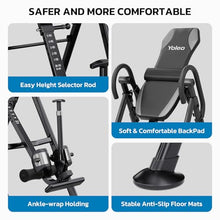 Load image into Gallery viewer, YOLEO Gravity Inversion Table for Back Pain Relief 2026 New Inversion Table w/Lumbar Support Easy to Assemble Back Stretcher Machine 300 lbs (Grey)