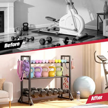 Load image into Gallery viewer, 3-Tier Adjustable Dumbbell Rack Stand - Heavy-Duty Carbon Steel Weight Storage Organizer(dumbbell rack stand only)