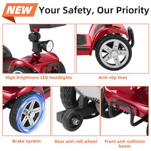 Load image into Gallery viewer, 20-45 Miles 4 Wheels Mobility Scooter for Seniors/Adults Up to 300LBS,350W Electric Wheelchair Detachable Lithium Battery,Dual Baskets,Rotating Seat,with Taillight, USB Charging