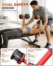 Load image into Gallery viewer, Rendpas Adjustable Dumbbells Set of 2, 5 in 1 Free Select Weight Dumbbell Set with Anti-Slip Texture Handle, Weight Set for Home & Gym, Suit Both Men and Women, Red, 25 Lb, 2 Pcs