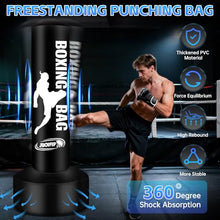 Load image into Gallery viewer, Standing Punching Bag for Adults, Boxing Bag with Stand for Stress Relief & Home Gym, Kicking Bag for MMA Training, Includes Boxing Gloves, Electric Air Pump, Grip Trainer, Jump Rope & Band