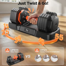 Load image into Gallery viewer, 2025 Updated Adjustable Dumbbell Set of 2, 5-IN-1 Weights Dumbbell Set with Storage Box, (55LBS Pair(Total 110LBS))