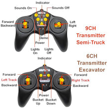 Load image into Gallery viewer, 2-Set Alloy RC Truck Crawler Excavator 1/24, 9CH Semi-Trailer, 6CH Track Construction Engine Vehicle