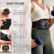 Load image into Gallery viewer, HOERCAAL Abs Stimulator, Portable EMS Abdominal Muscle Toner for Home and Office Fitness, Strength Training - Black