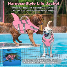 Load image into Gallery viewer, Dogcheer Cute Shark Dog Life Jacket with Reflective Fin, Adjustable Swim Vest for Small to Large Dogs, High Buoyancy Flotation Device for Pool, Beach, Boating - Light Pink,M