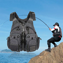Load image into Gallery viewer, Fly Fishing Vest Fishing Safety Life Jacket for Swimming Sailing Boating Kayak Floating Multifunction for Men and Women Swim Vest (Blue and Gray,with Foam)