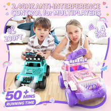 Load image into Gallery viewer, DEERC Pink Remote Control Car for Girls with Fog Mist & Music, 1:16 RC Car with LED Lights