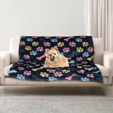 Load image into Gallery viewer, Gowyeg Dog Blankets for Large Dogs, 80"x60" Blanket Washable, Fuzzy Soft Pet Mat Throw Cover for Kennel Crate Bed, Cute Paw Pattern, Cat Blanket, Gifts Medium Small Pet Essentials, Navy Blue
