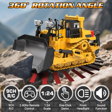 Load image into Gallery viewer, RC Bulldozer Toy for Boys, Remote Control Play Bulldozer Construction Vehicles