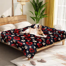 Load image into Gallery viewer, Gowyeg Dog Blankets for Large Dogs, 60"x50" Blanket Washable, Fuzzy Soft Pet Mat Throw Cover for Kennel Crate Bed, Cute Paw Pattern, Cat Blanket, Gifts Medium Small Pet Essentials, Black Red