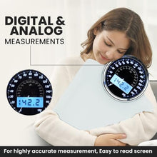 Load image into Gallery viewer, EILISON Highly Advance 2-in-1 Digital & Analog Weighing Scale for Body Weight-400lbs, 4 High Precison GX Sensor Accurate, Thick Tempered Glass, Extra Large Display (White)
