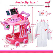 Load image into Gallery viewer, Liberry Doctor Kit for Toddlers Ages 3 4 5, Pretend Kids Doctor Playset with Cart, Costume and Stethoscope, Role Play Medical Toys Birthday Gift for Girls Boys (Pink)