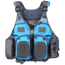 Load image into Gallery viewer, Fly Fishing Vest Fishing Safety Life Jacket for Swimming Sailing Boating Kayak Floating Multifunction for Men and Women Swim Vest (Blue and Gray,with Foam)