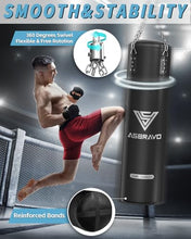 Load image into Gallery viewer, ASBRAVO Punching Bag for Adults, 4ft PU Heavy Boxing Bag Set 12OZ Gloves for MMA Muay Thai Kickboxing Training Home Gym, Martial Art (Unfilled)-Black