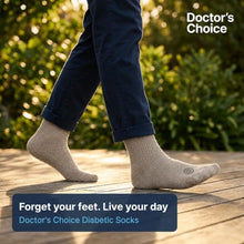 Load image into Gallery viewer, Doctor's Choice Diabetic Socks for Men, Seamless with Non Binding Top Neuropathy Socks, designed with Soft Stretch and Full Cushion for a Comfortable Fit, 10-13 Large, 4 Pairs (Tan)