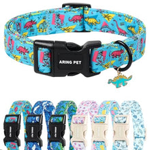 Load image into Gallery viewer, ARING PET Dinosaur Dog Collar, Cute Blue Boy Doggy Collars for Puppy Small Medium Large Male Dogs Pet, for Daily Photos Summer Beach Walking Hiking Picnic-M