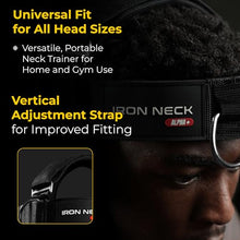 Load image into Gallery viewer, Iron Neck , Versatile Neck Exerciser, Strengthener and Trainer with Adjustable Head and Chin Strap, Portable Head Harness for Weight Lifting, Home and Gym Use | Bundle with Iron Neck Skull Cap