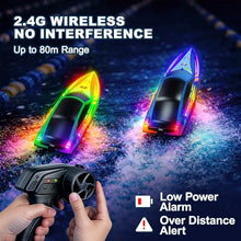 Load image into Gallery viewer, RC Boat 2 Pack Remote Control Boats with 7-Mode Colorful LED Lights, 10 Inch RC Boats