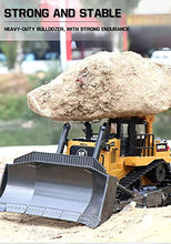 Load image into Gallery viewer, Bulldozer, 11 Channel Full Functional Dozer Vehicle, 360° Rotating RC Dozer with Metal Parts & Rubber Tracks, Remote Control Bulldozers with Lights & Sound, RC Construction Vehicles for Adults