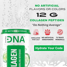 Load image into Gallery viewer, HYDRADNA- Sparkling Liquid Collagen Protein Water Drink Balanced Nutrients for Wellness - Sugar-Free - Keto-Friendly - No Gluten (12 Pack) Cucumber Lime