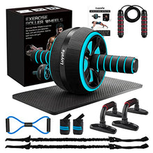 Load image into Gallery viewer, Ab Roller Wheel, 10-In-1 Ab Exercise Wheels Kit with Resistance Bands, Knee Mat, Jump Rope, Push-Up Bar (Blue)