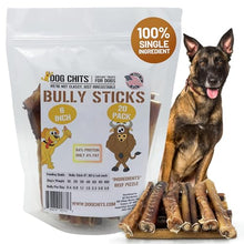 Load image into Gallery viewer, Dog Chits 6 inch Bully Sticks for Dogs & Puppies - 100% Beef Pizzle, High Protein, Low Fat Dog Chew Sticks - Baked, Low-Odor – Long-Lasting Chew, Keep Dogs Engaged & Happy - Made in USA - 20 Pack