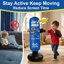 Load image into Gallery viewer, Marwan Sports Ninja Kids Punching Bag — Inflatable Sensory Toy & Birthday Gift for Boys & Girls Ages 4-12, 63" Freestanding 5-in-1 Kit, Indoor Apartment-Quiet Sensory-Friendly Active Play