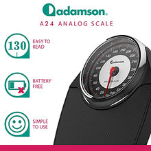 Load image into Gallery viewer, Adamson A24 Scales for Body Weight - Up to 350 LB - New - Anti-Skid Rubber Surface Extra Large Numbers - High Precision Bathroom Scale Analog - Durable with 20-Year Assurance - Black