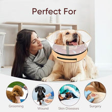 Load image into Gallery viewer, Supet Raised Inflatable Dog Cone After Surgery - Adjustable Recovery Donut Collar with Removable Shield to Stop Licking Wounds & Protect Stitches - Soft Dog Cone Alternative for Large Dogs (Brown,L)