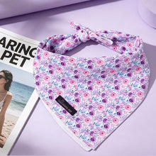 Load image into Gallery viewer, ARING PET Girl Dog Bandanas, Cute Summer Purple Rose Bow Floral Pet Bandana Scarf Triangle Bib for Small Medium Large Female Dogs Cats, Puppy Kerchief for Daily Wear Walks Party Photos-L