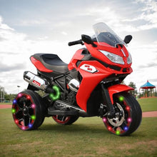 Load image into Gallery viewer, Boys Girls Electric Toy Motorcycle - Rechargeable Battery, Light-up Wheels, Great Gift for Kids (Red + Plastic + 50-99 lbs)