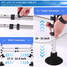 Load image into Gallery viewer, Toilet Safety Rail Frame, Heavy Duty Stand Alone Toilet Rail with Handles for Elderly Handicap, Adjustable Height & Width, Double Crossbar & Suction Cups, 330lbs Capacity, Fits Most Toilets