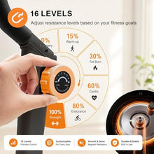 Load image into Gallery viewer, Magnetic Stair Stepper for Home, 16-Level Adjustable Resistance up to 77LBS, 350LBS Capacity, with Cup Holder & Bluetooth APP, Folding Compact Cardio Climber(Black)