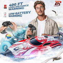 Load image into Gallery viewer, BEZGAR RC Boat, 12 inch Remote Control Boat for Kids and Adults, 25 KPH Fast RC Speed Boats with 700mAh Battery, Ideal Waterproof Toy Boats for Lakes & Pools - TX126 Red