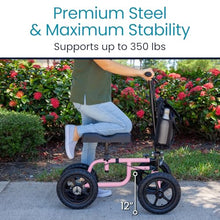 Load image into Gallery viewer, Vive Mobility All Terrain Knee Scooter Walker for Foot Injuries - Adult Broken Leg Crutch Cart Roller for Surgery, Broken Foot, Ankle Injury - Kneeling Rolling Steerable Seated Wheel Scooter Aid