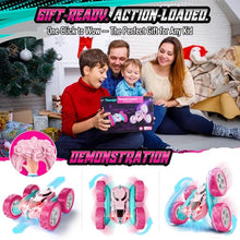 Load image into Gallery viewer, Hamdol Pink RC Car for Girls Age 6+, 360° Rotating Stunt Remote Control Vehicle with LED Lights